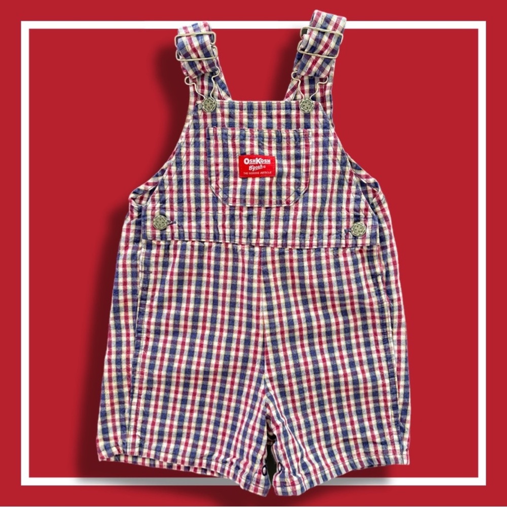 Vintage OshKosh Plaid Shortalls - 3T - EVC